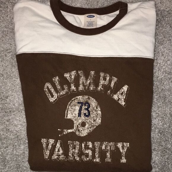 Vintage OLD NAVY Olympia High School 1973 Football Helmet Crewneck Sweatshirt L - Picture 1 of 5